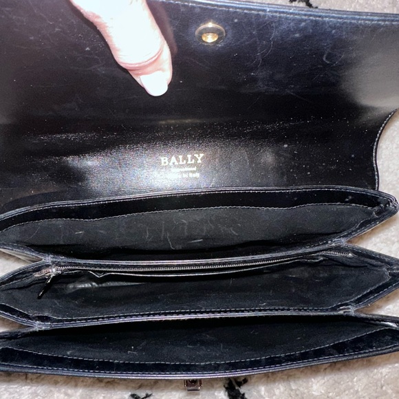🖤 Bally Vintage Black Leather Accordion Satchel Bag - Picture 12 of 16